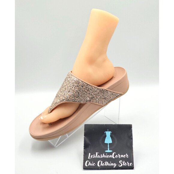 FitFlop Women's Blush Olive Glitter Mix Toe-Post Slip-Ons Sandals Size 11 2532 - Picture 14 of 16